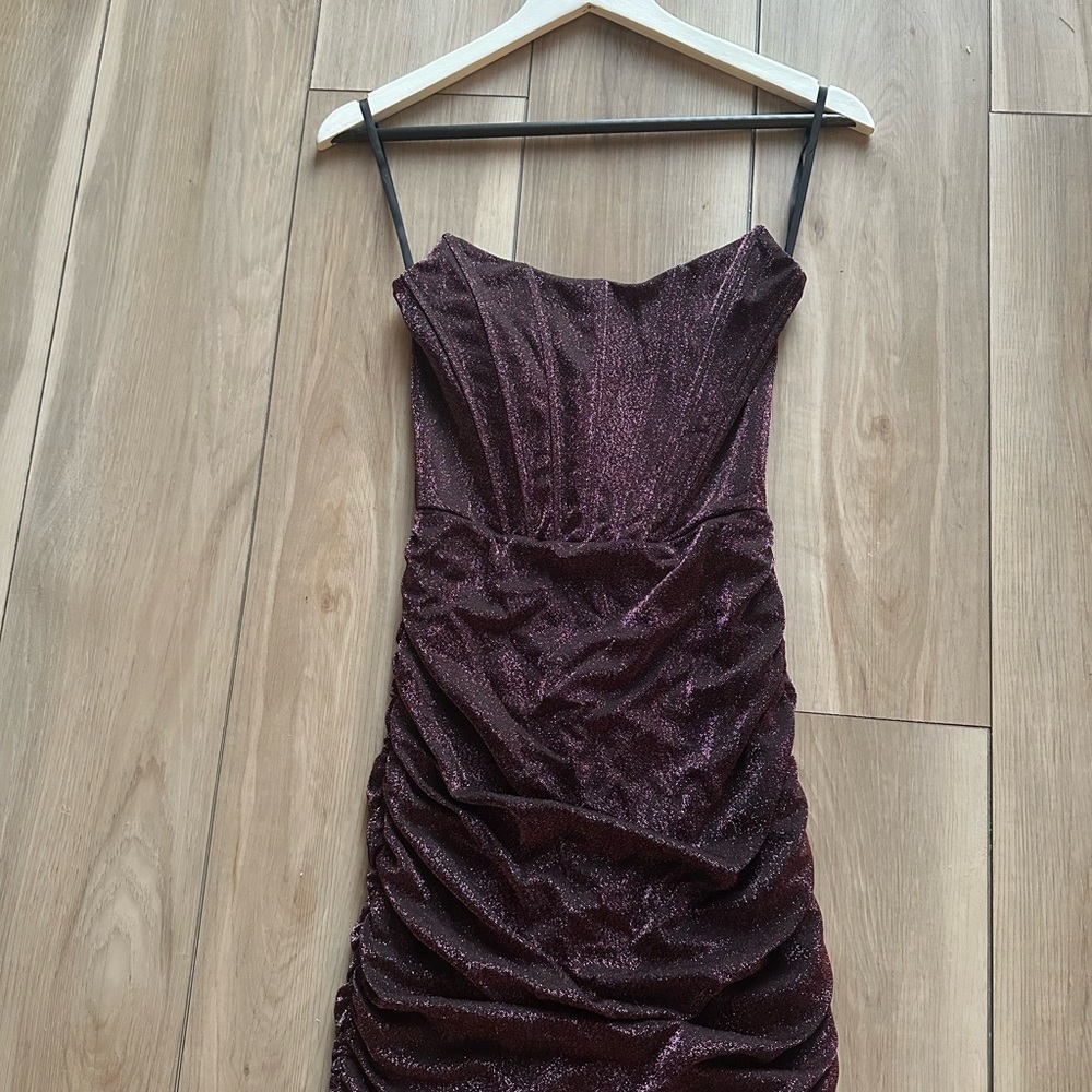 Windsor Strapless Shimmer Plum Dress